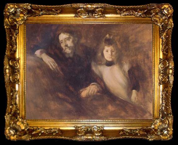 framed  Eugene Carriere Alphonse Daudet and His Daughter (mk06), ta009-2